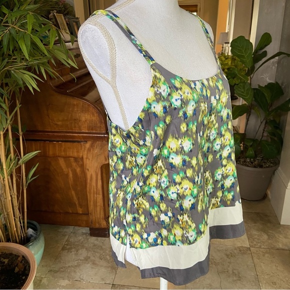The Limited Camisole Blouse Size S Floral Gray Teal Tye Dye Pattern Silky Layer - Picture 11 of 13